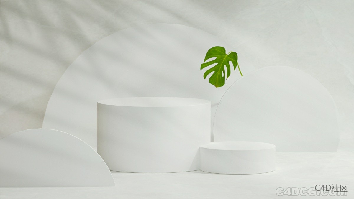 C4D电商场景-光影错乱的纯色电商海报场景