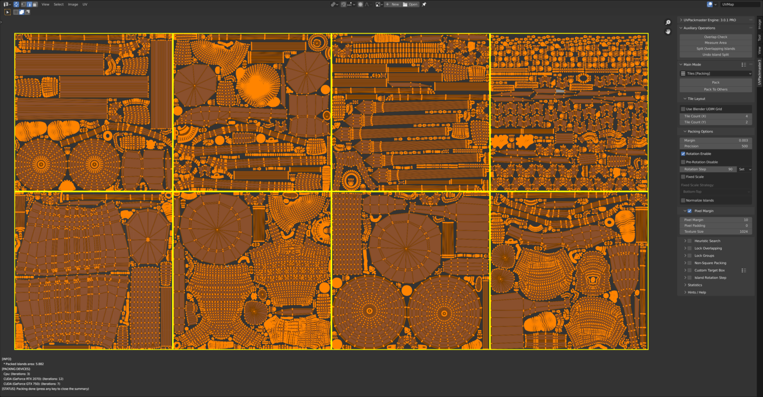 UVPackmaster PRO 3.4.4 Fro Blender UV贴图打包插件