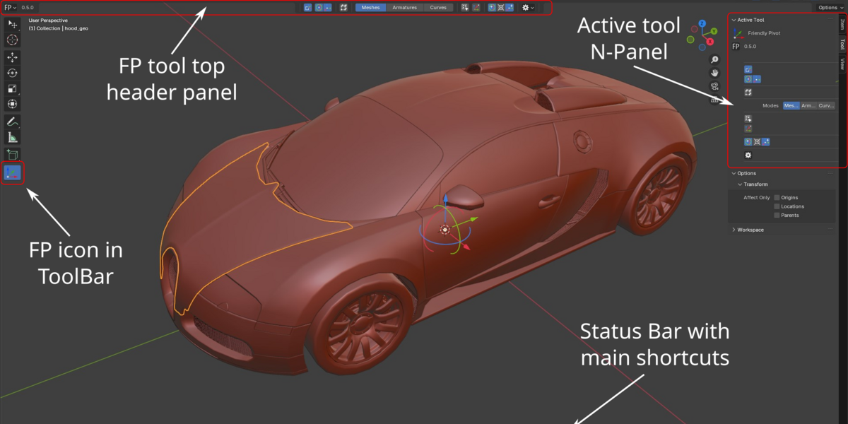 Friendly Pivot 0.5.0 for blender 坐标轴移动修改插件