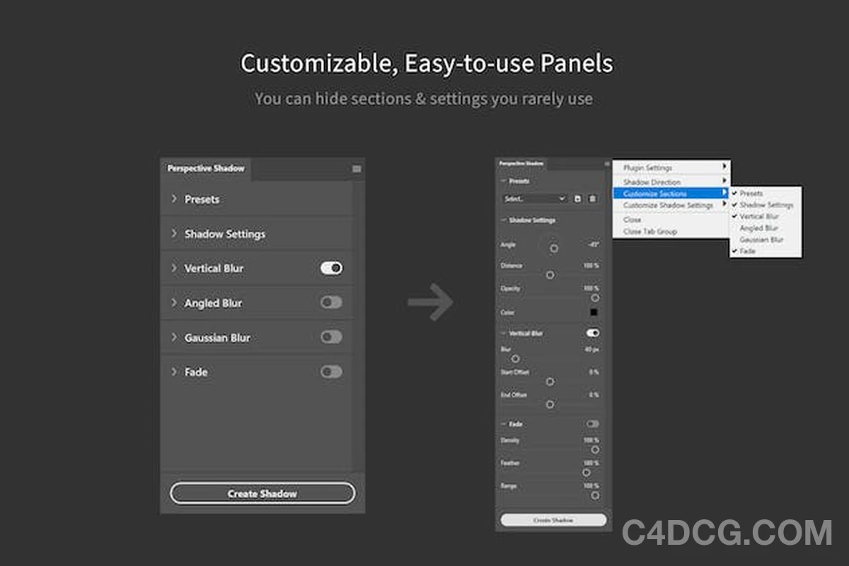 Shadowify 2 Fro Photoshop 逼真模糊阴影插件