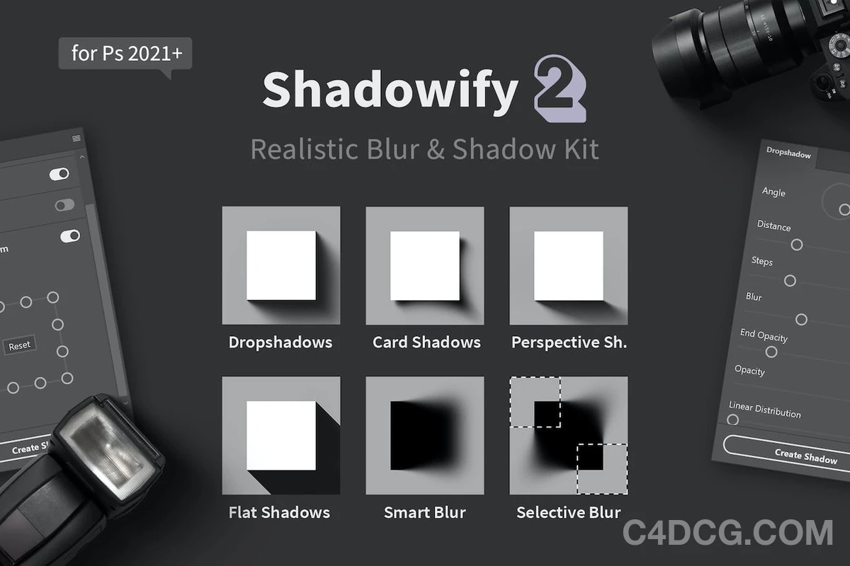 Shadowify 2 Fro Photoshop 逼真模糊阴影插件