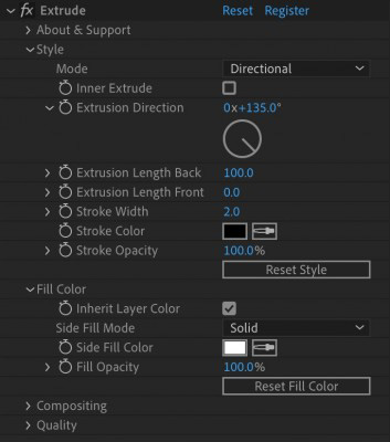 Extrude v1.0.0 Fro After Effects  文字图形挤出插件