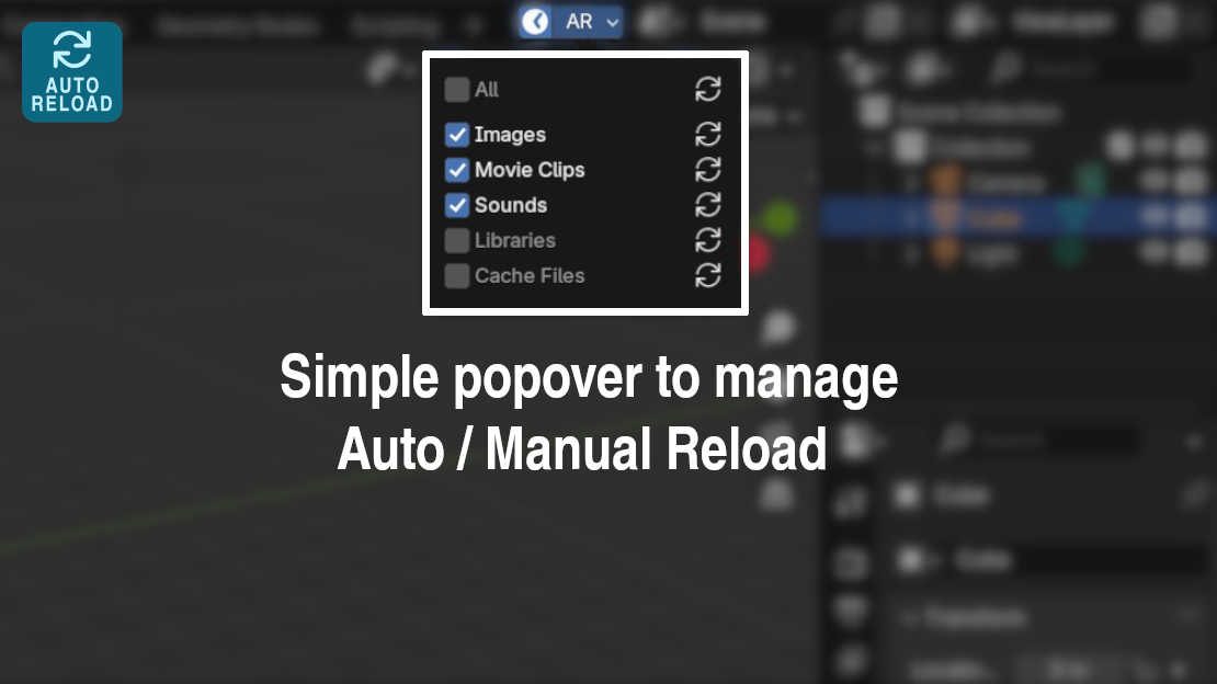 Auto Reload v3.1.1 Blender 纹理自动重载插件
