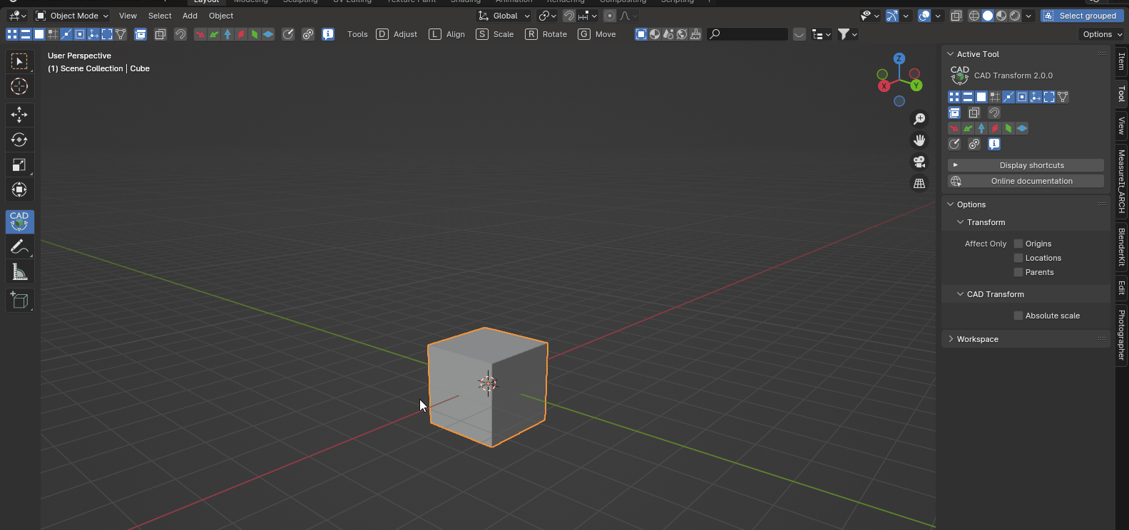 CAD Transform V2.0.6 fro Blender仿CAD高精度建模插件