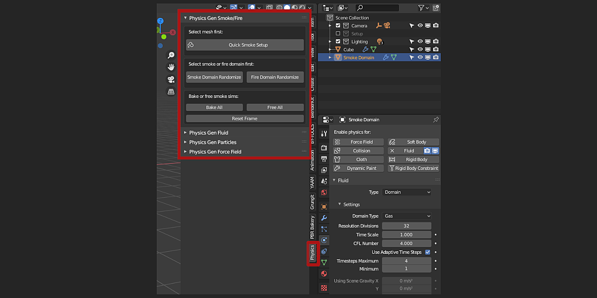 Physics Gen V1.5.0 Fro Blender 流体粒子物理模拟插件