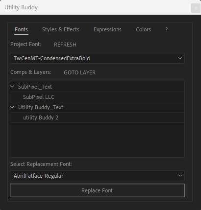 Utility Buddy V1.1 fro After Effects 字体表达式颜色修改脚本