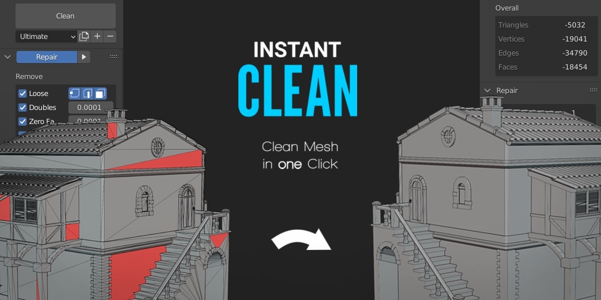 Instant Clean V2.2.0 fro Blender 布线优化插件