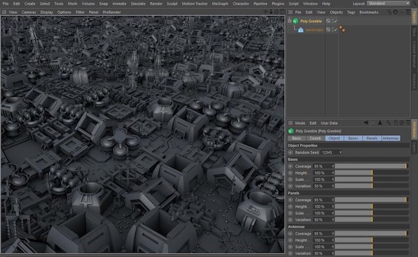 Poly Greeble V1.3 for Cinema 4D 城市建筑预设插件
