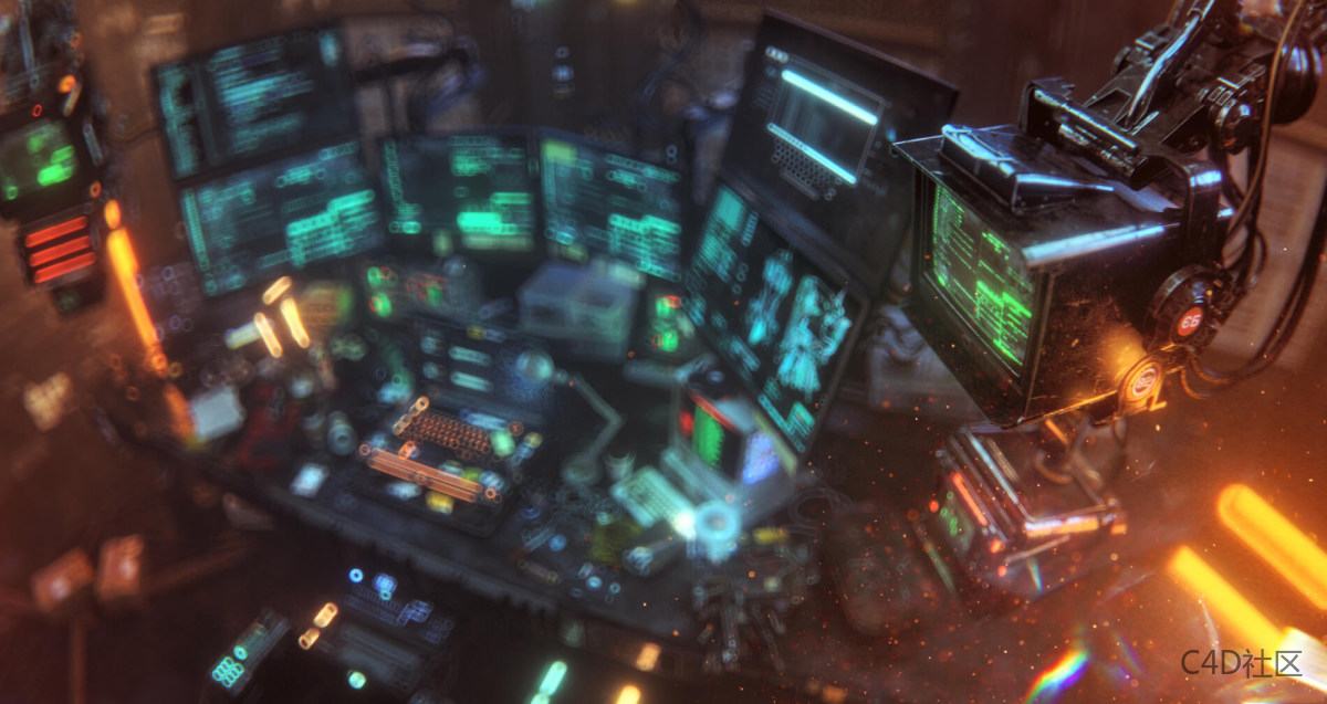 Redshift C4D工程 黑客科技感电脑数据工程