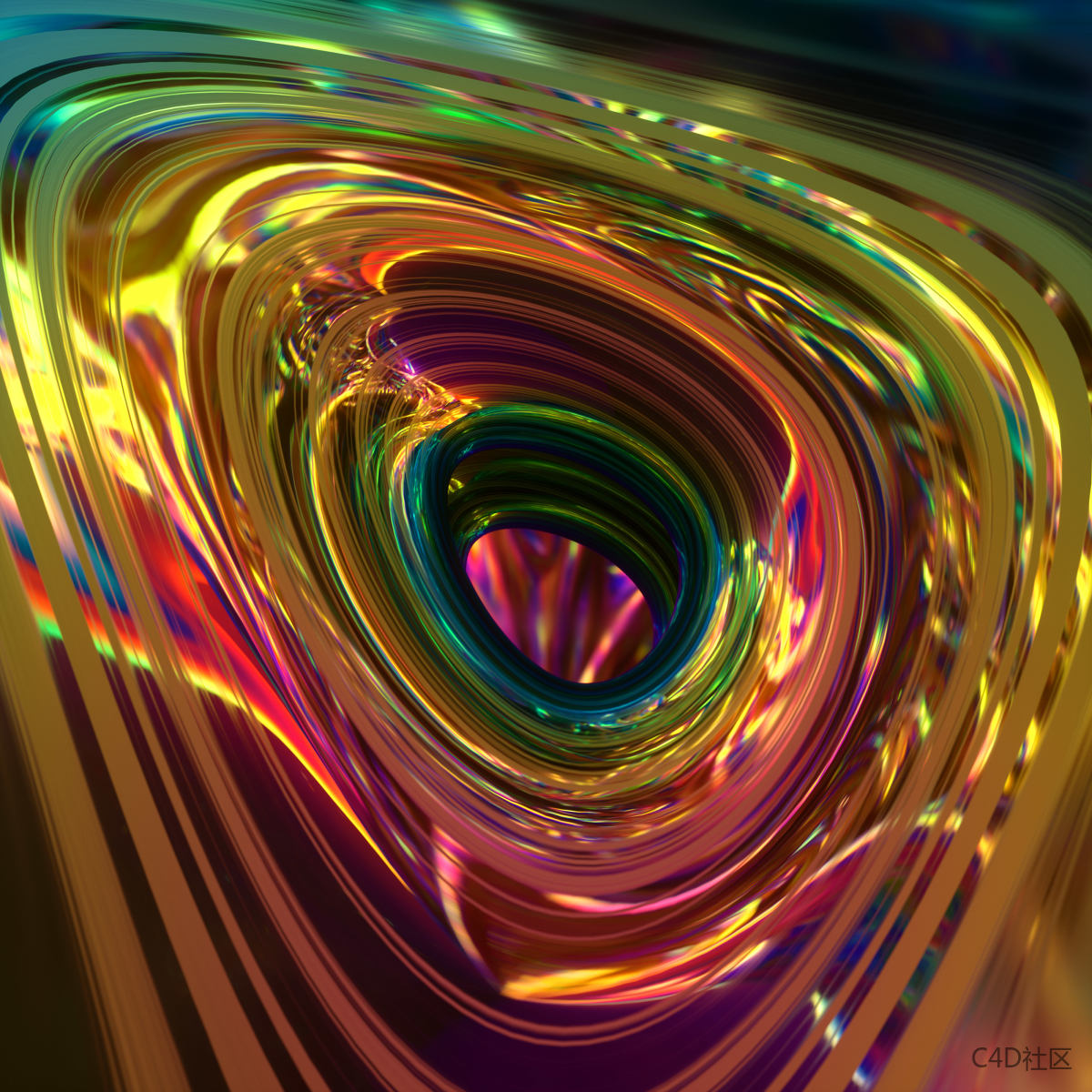 C4D彩色黑洞效果