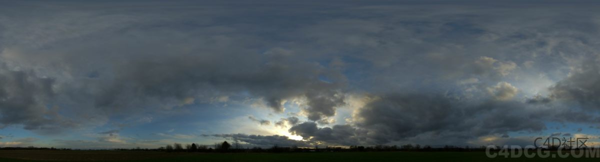 24K全景天空（9）傍晚云层很厚-HDRI天空贴图