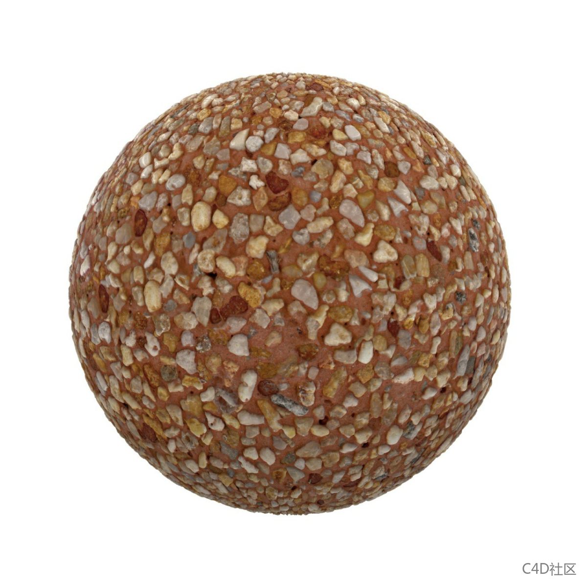 ​橙色泥土中的鹅卵石