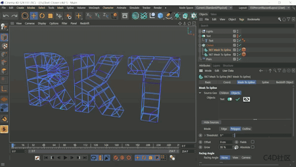 RocketLasso Mesh To Spline v1.0 Fro Cinema 4D 多边形网格和轮廓转样条线插件