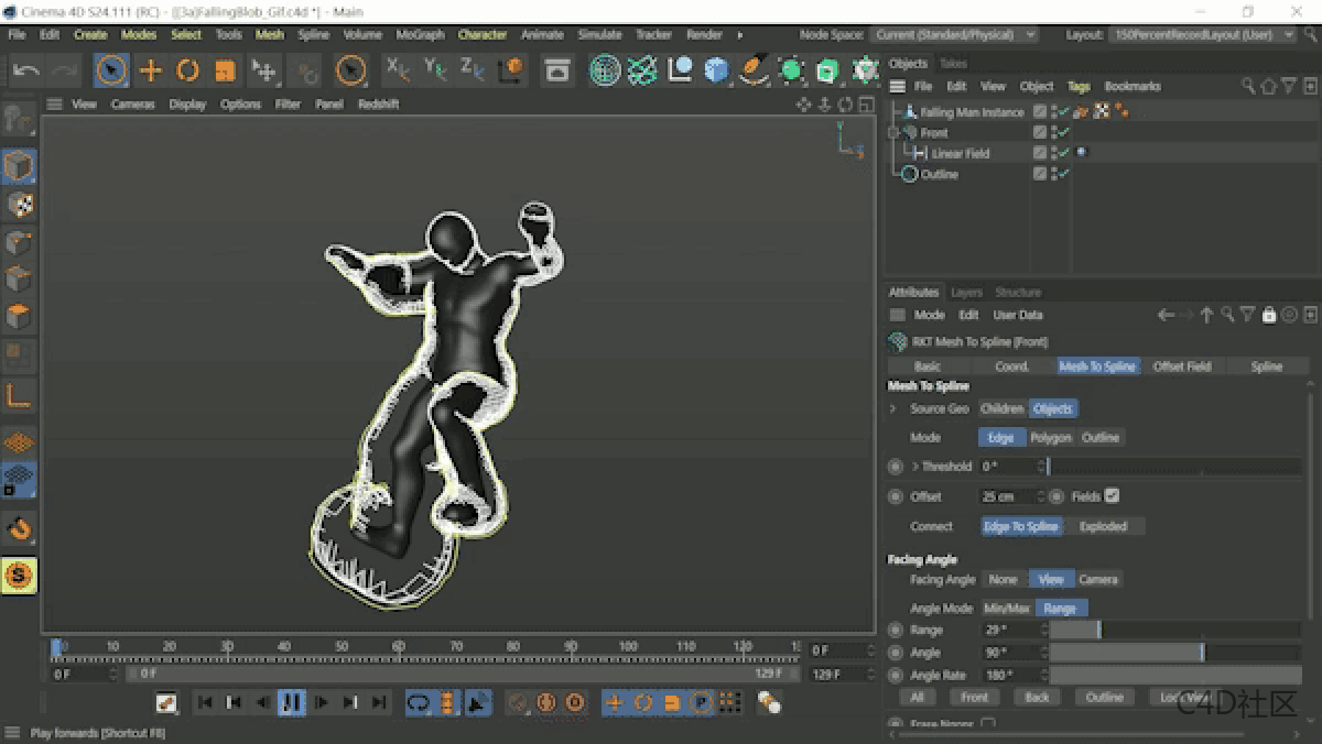RocketLasso Mesh To Spline v1.0 Fro Cinema 4D 多边形网格和轮廓转样条线插件
