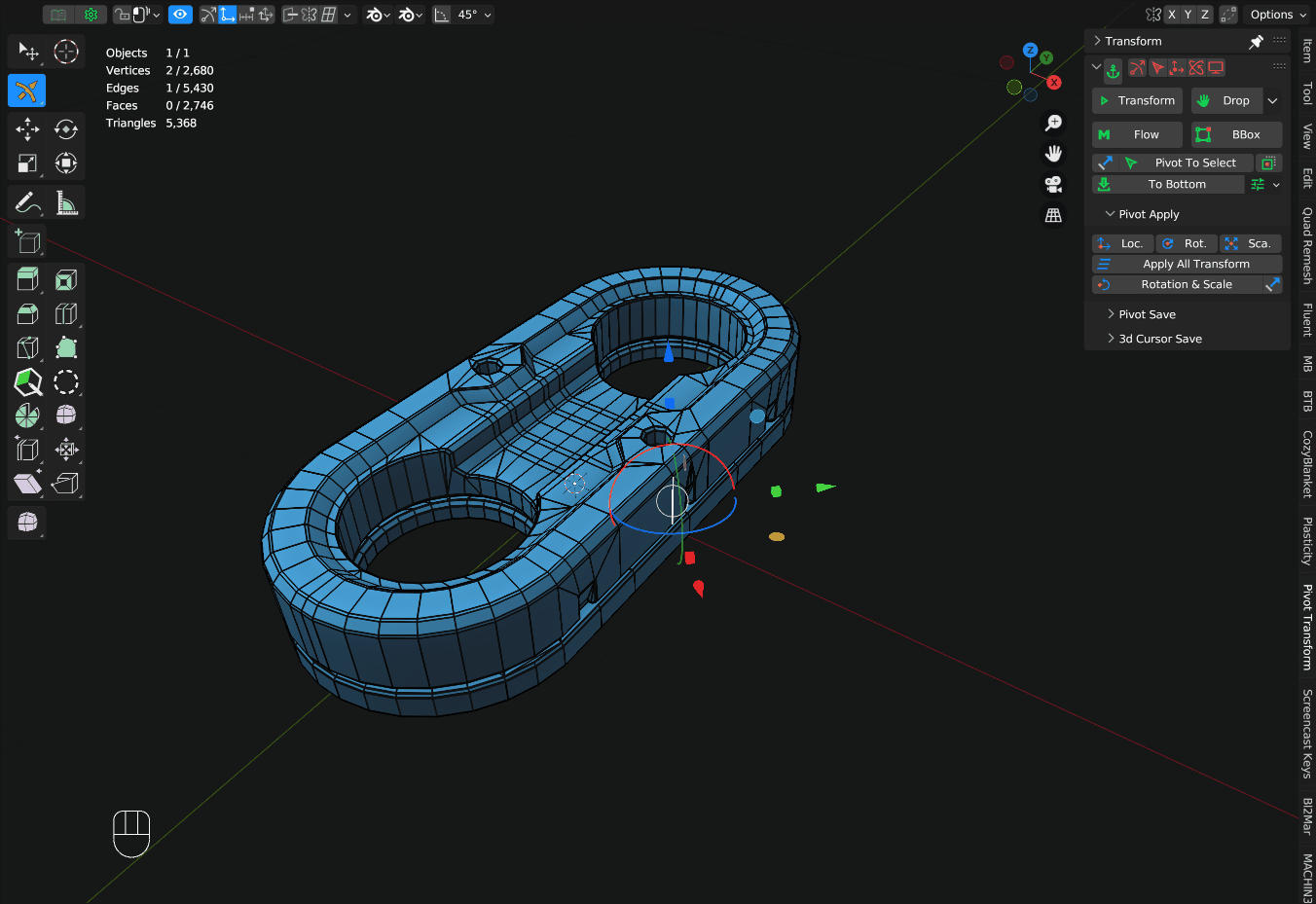 Pivot Transform V4.2.0 Fro Blender 模型轴心移动插件