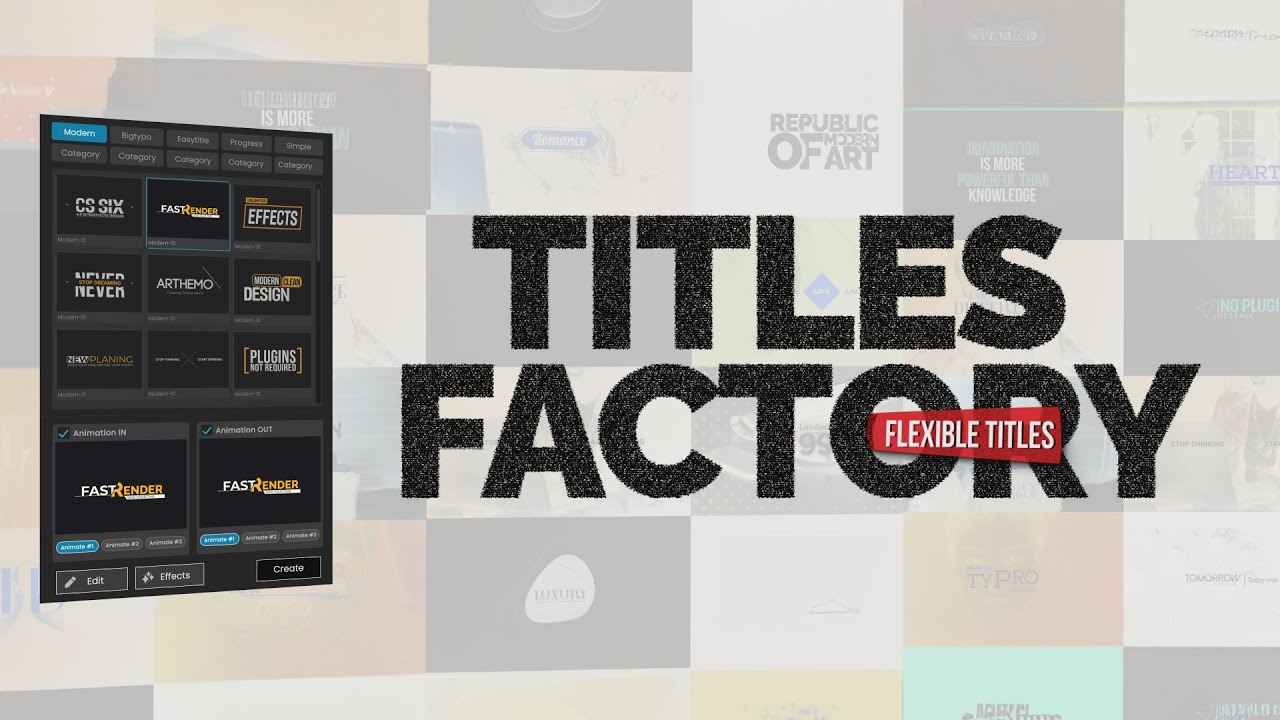 Titles Factory V1.0.1 fro After Effects 文字缓入缓出脚本