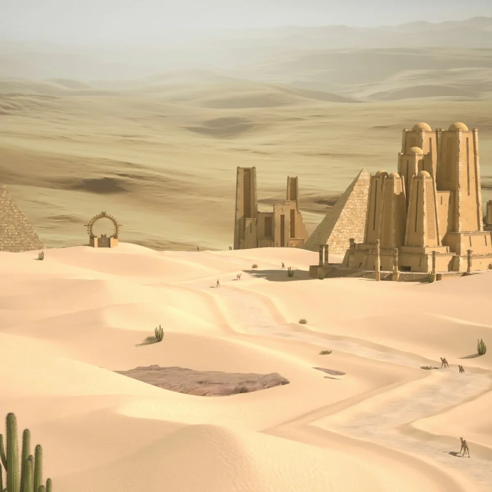 沙漠建筑场景模型-Octane材质