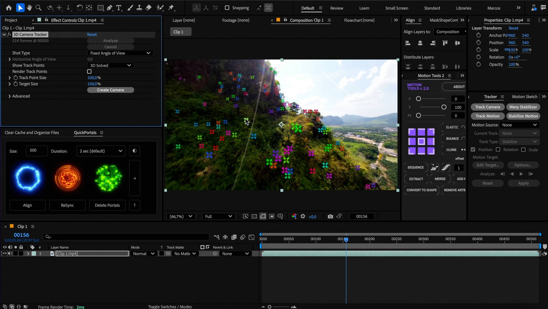 QuickPortals V1.0.0 for After Effects 能量传送门特效视频转场脚本