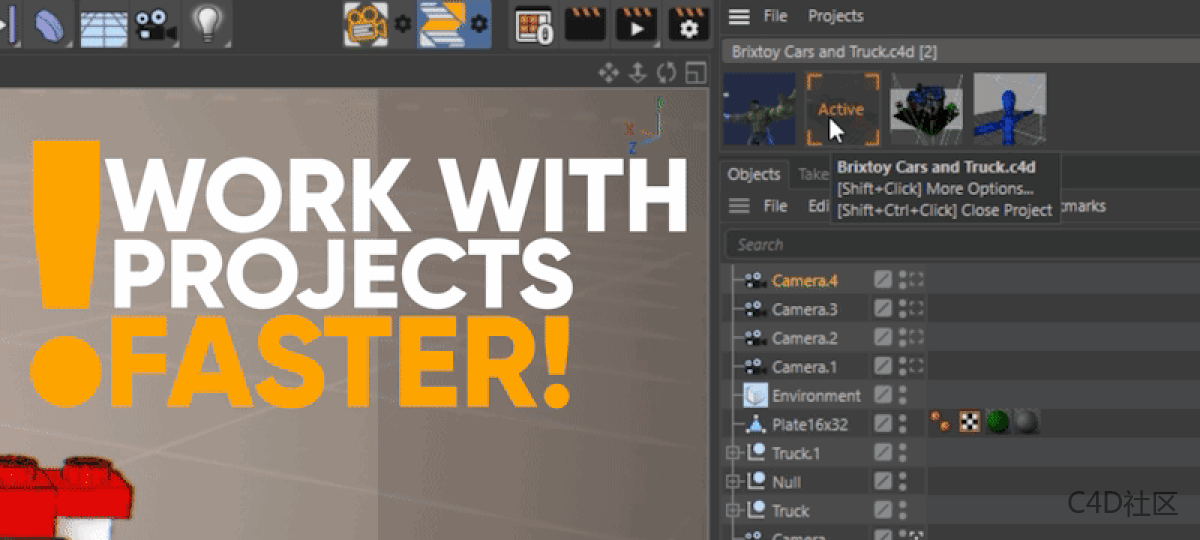 3DtoAll C4DTabs V1.3 Fro Cinema 4D 项目预览切换插件