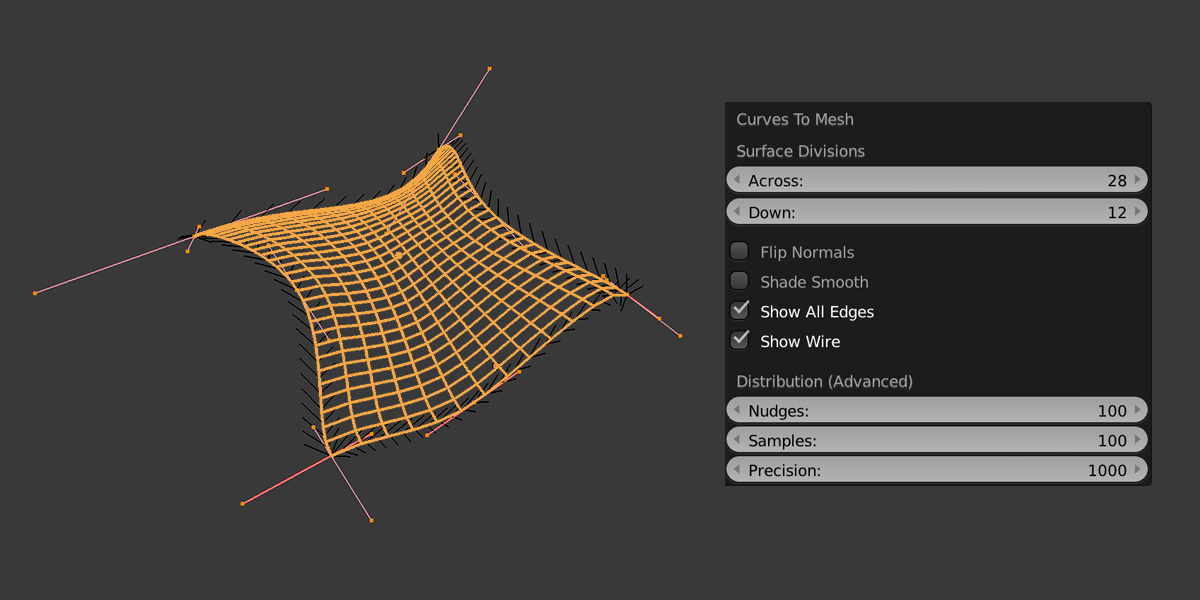Curves To Mesh V2.8.1 fro Blender 线条生成面片插件