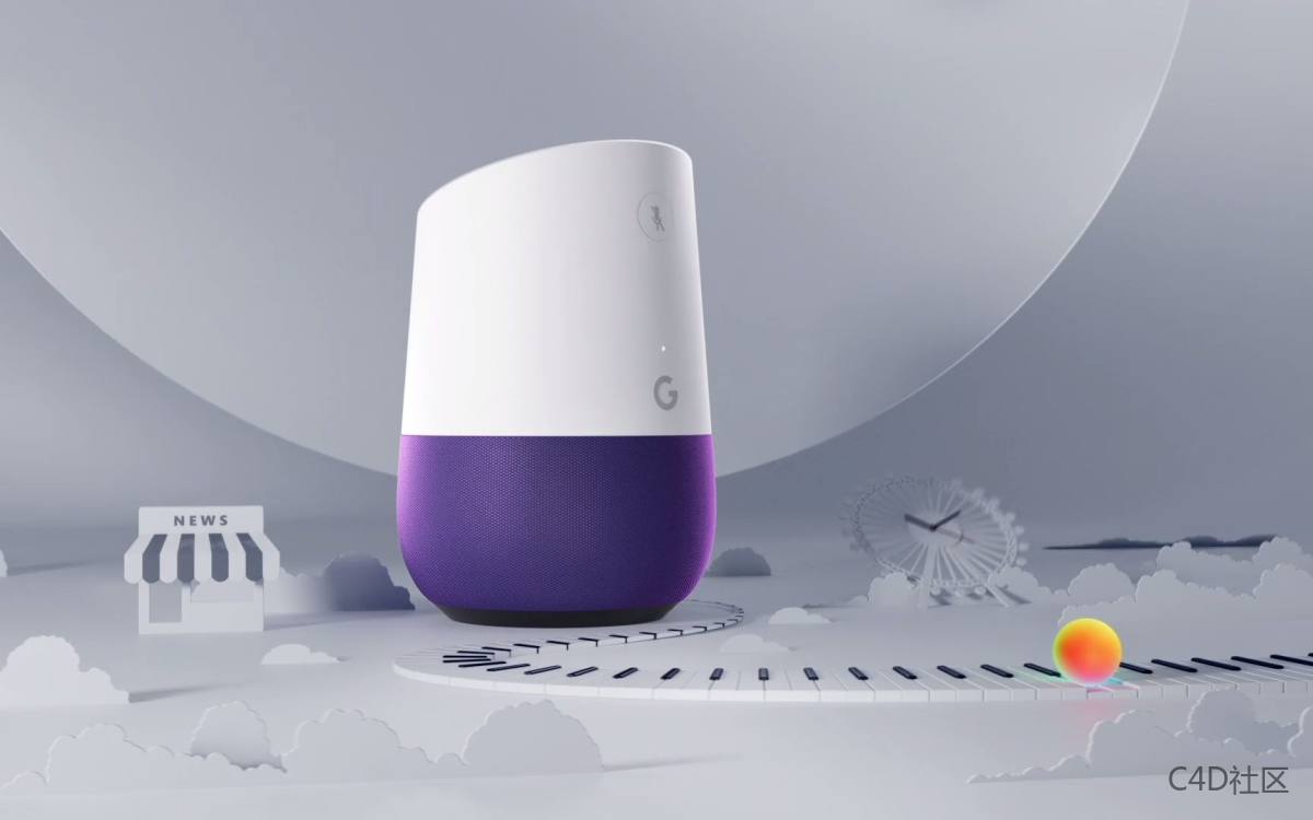 有趣炫彩c4d动态产品宣传片 Google Home By Mondlicht Studios