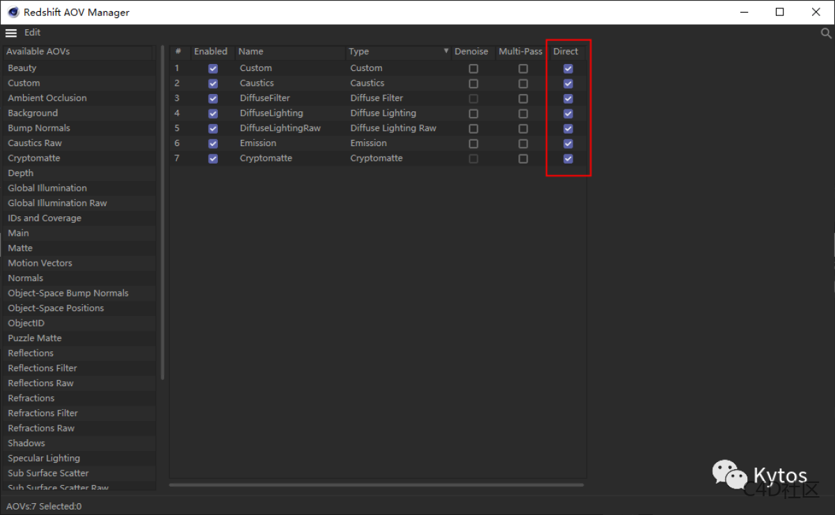 Redshift 渲染设置 AOV 011