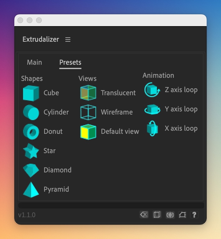 Extrudalizer v1.2.1 fro After Effects 图层三维挤出脚本