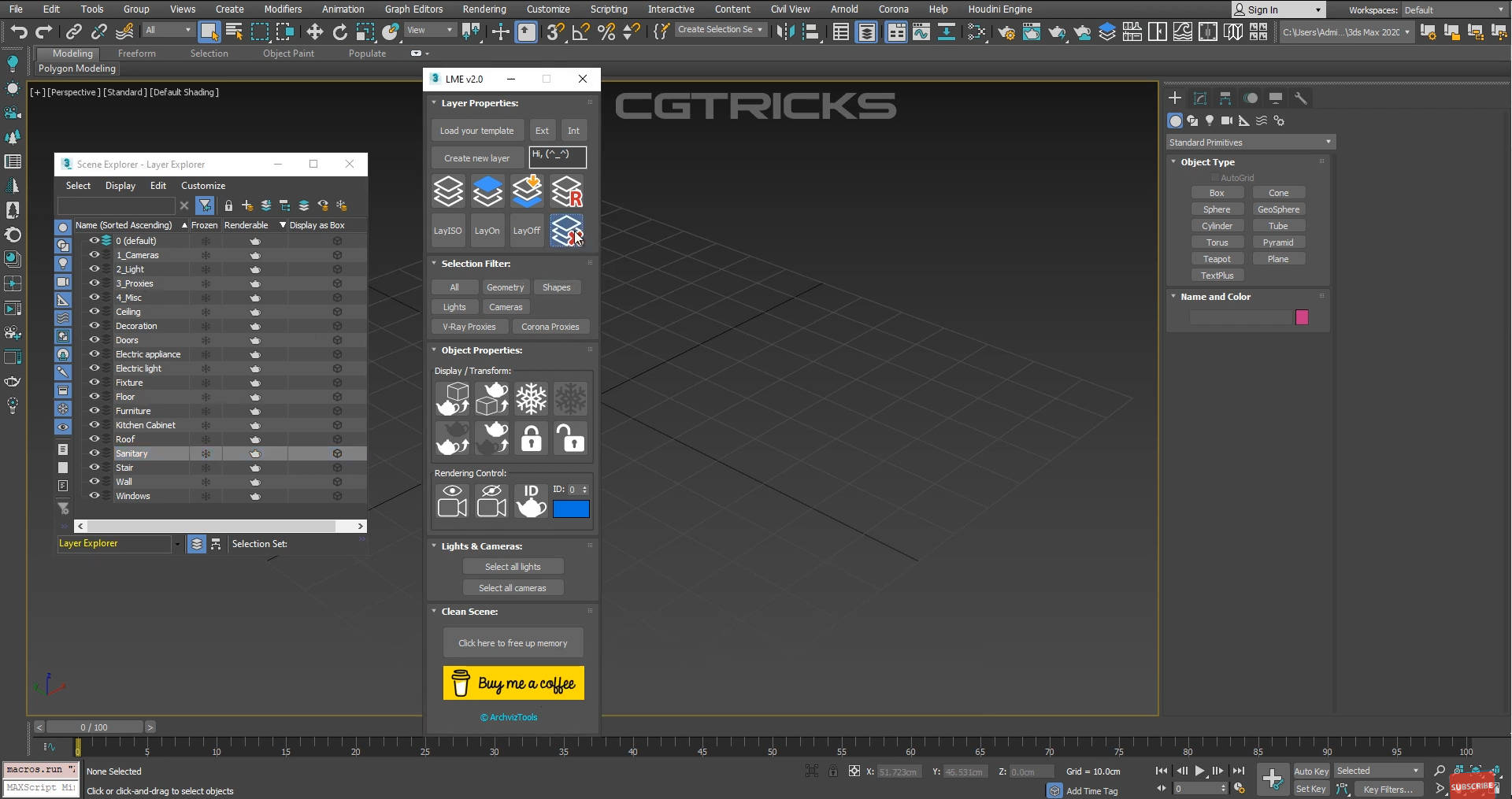 Archviztools Layer Manager v2.0 For 3DS MAX 图层管理编辑插件