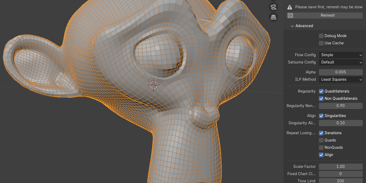 QRemeshify v1.1.0 for Blender四边面重拓扑插件
