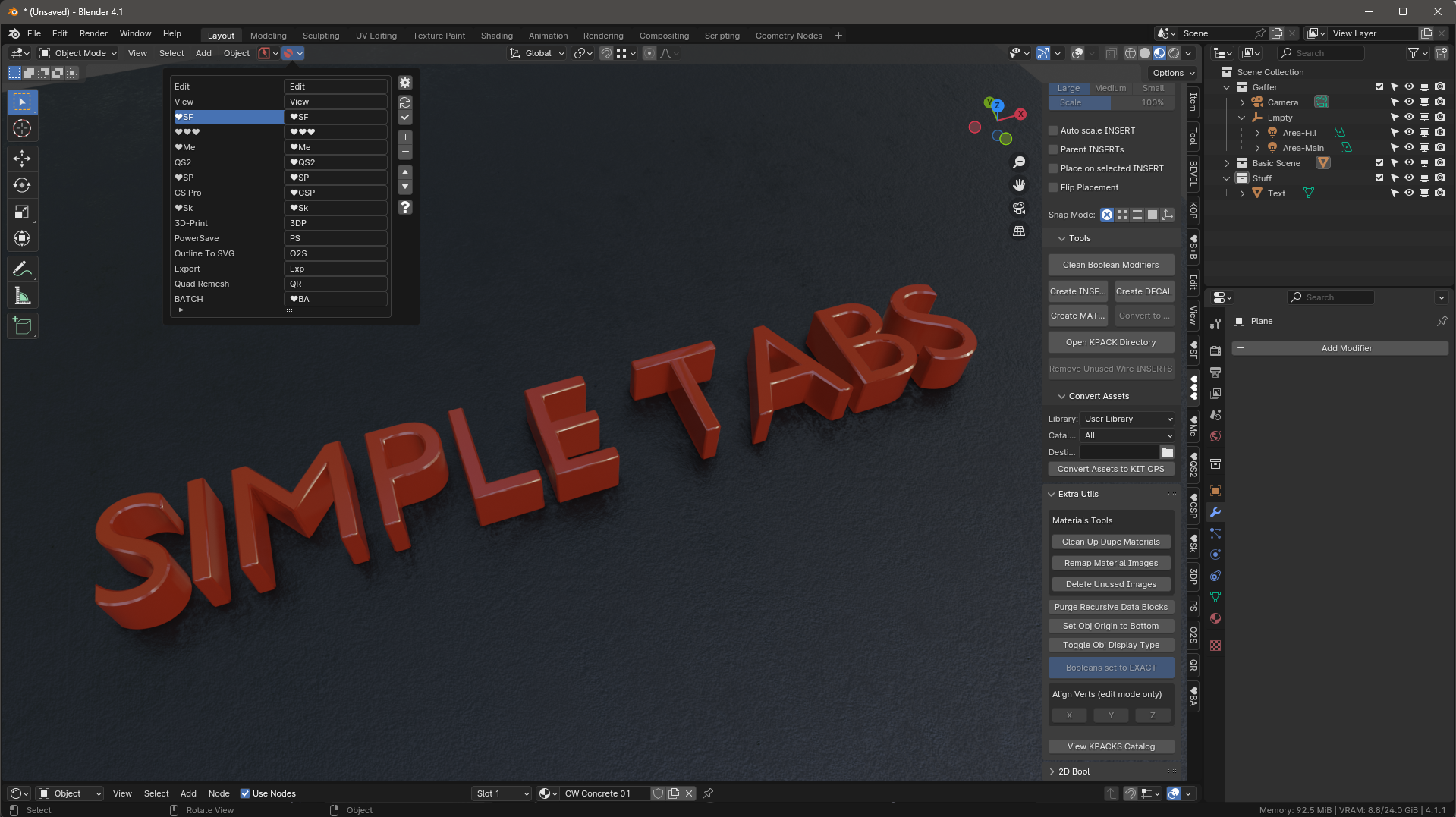 Simple Tabs v1.2.4 for blender 标签管理重命名插件
