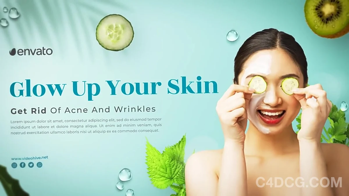女性护肤美容机构宣传幻灯模板Get Healthy Skin - Beauty Blog Promo