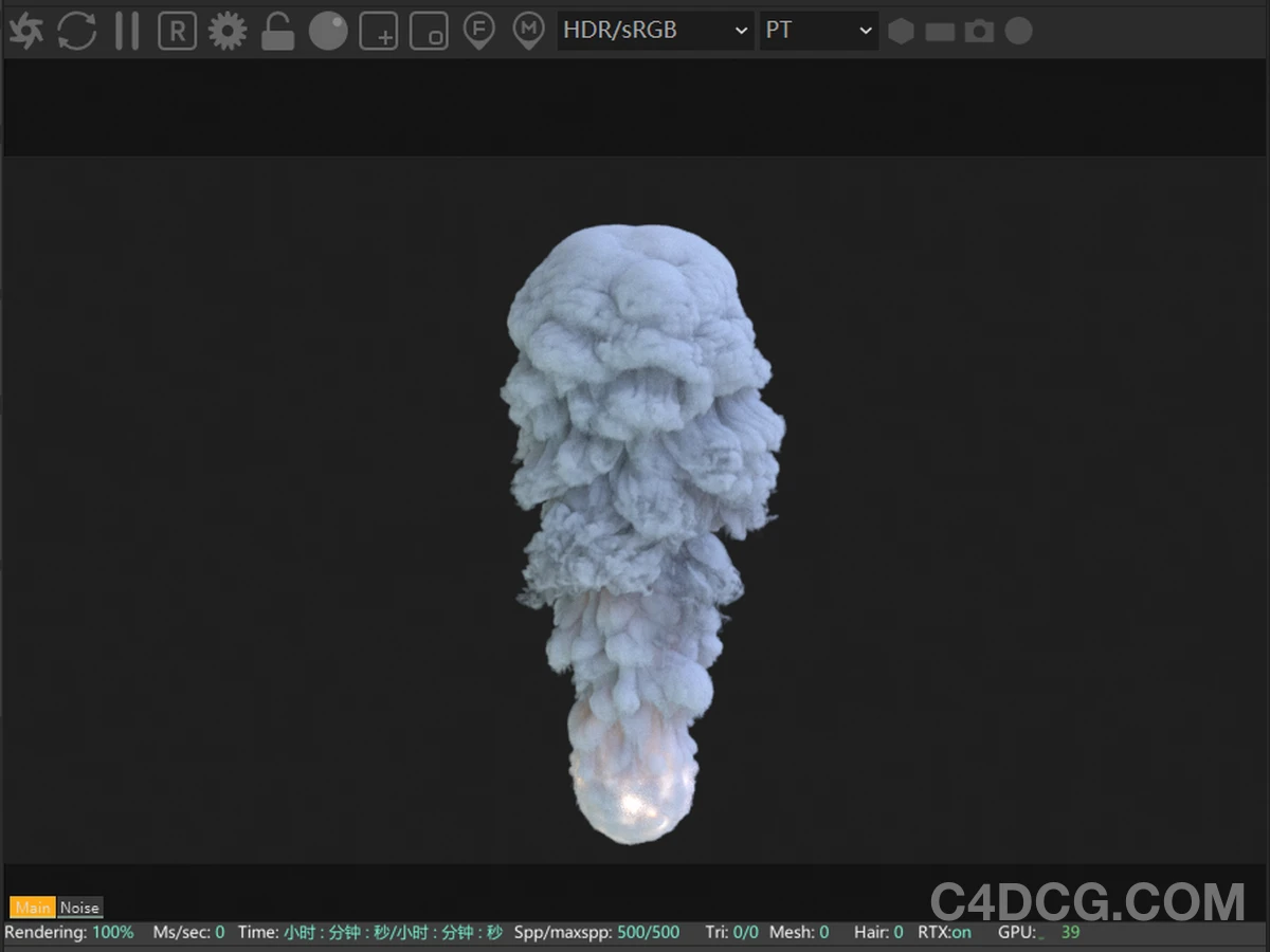 Octane也能像Redshift一样直接识别C4D Pyro模拟的烟火效果啦！