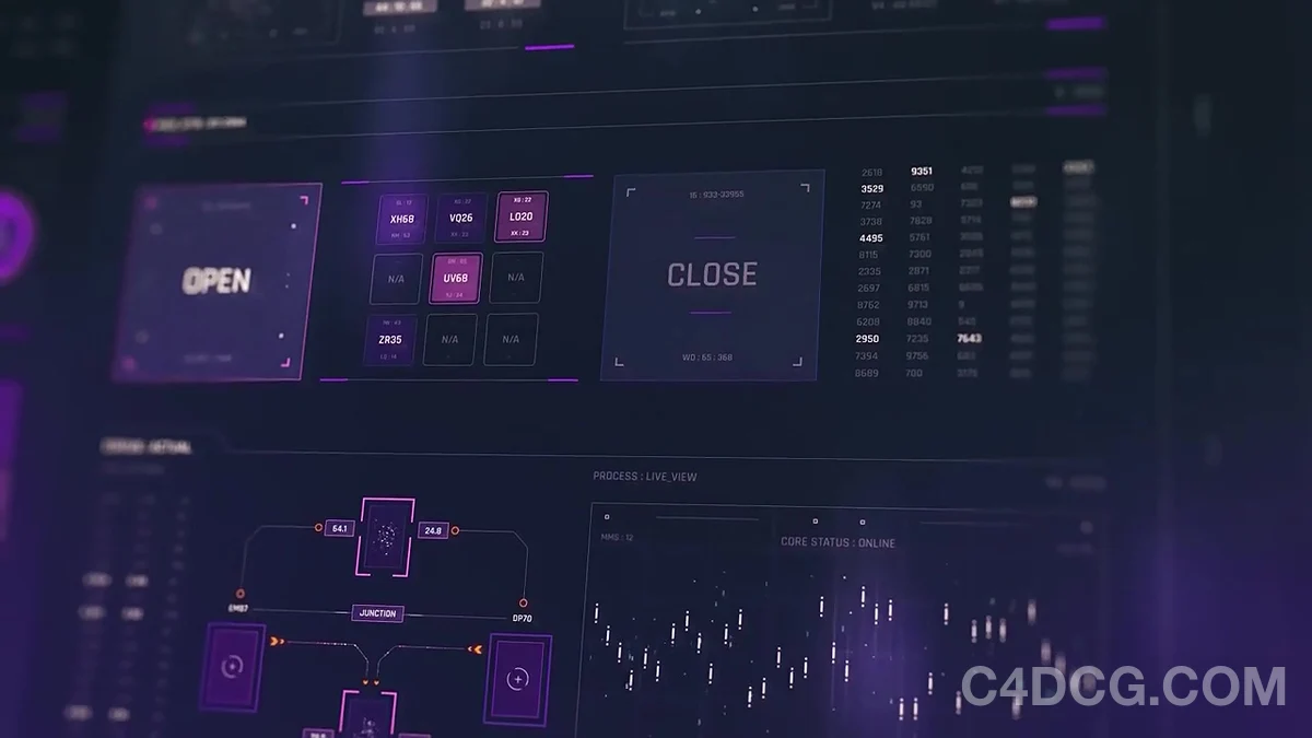 科技感HUD 操作界面 UI 元素动画模板