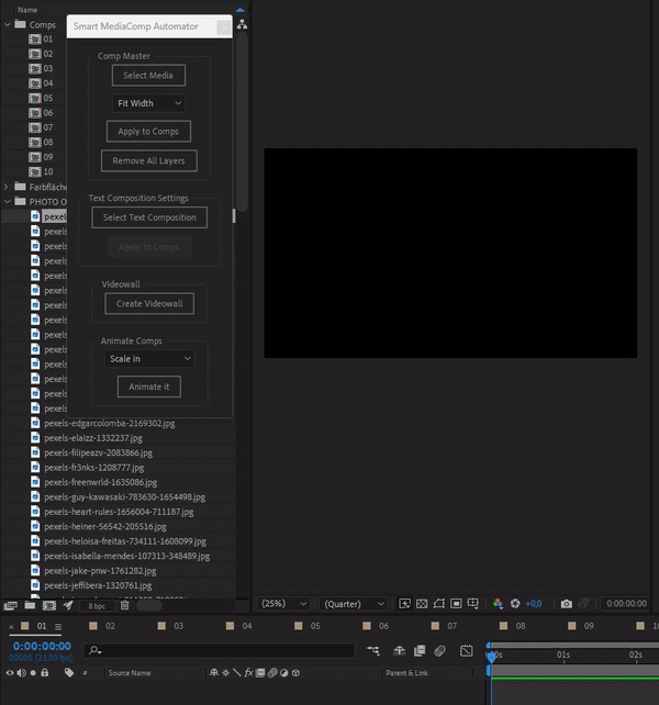Smart MediaComp Automator V1.0 fro After Effects 图片批量自动放入不同合成脚本
