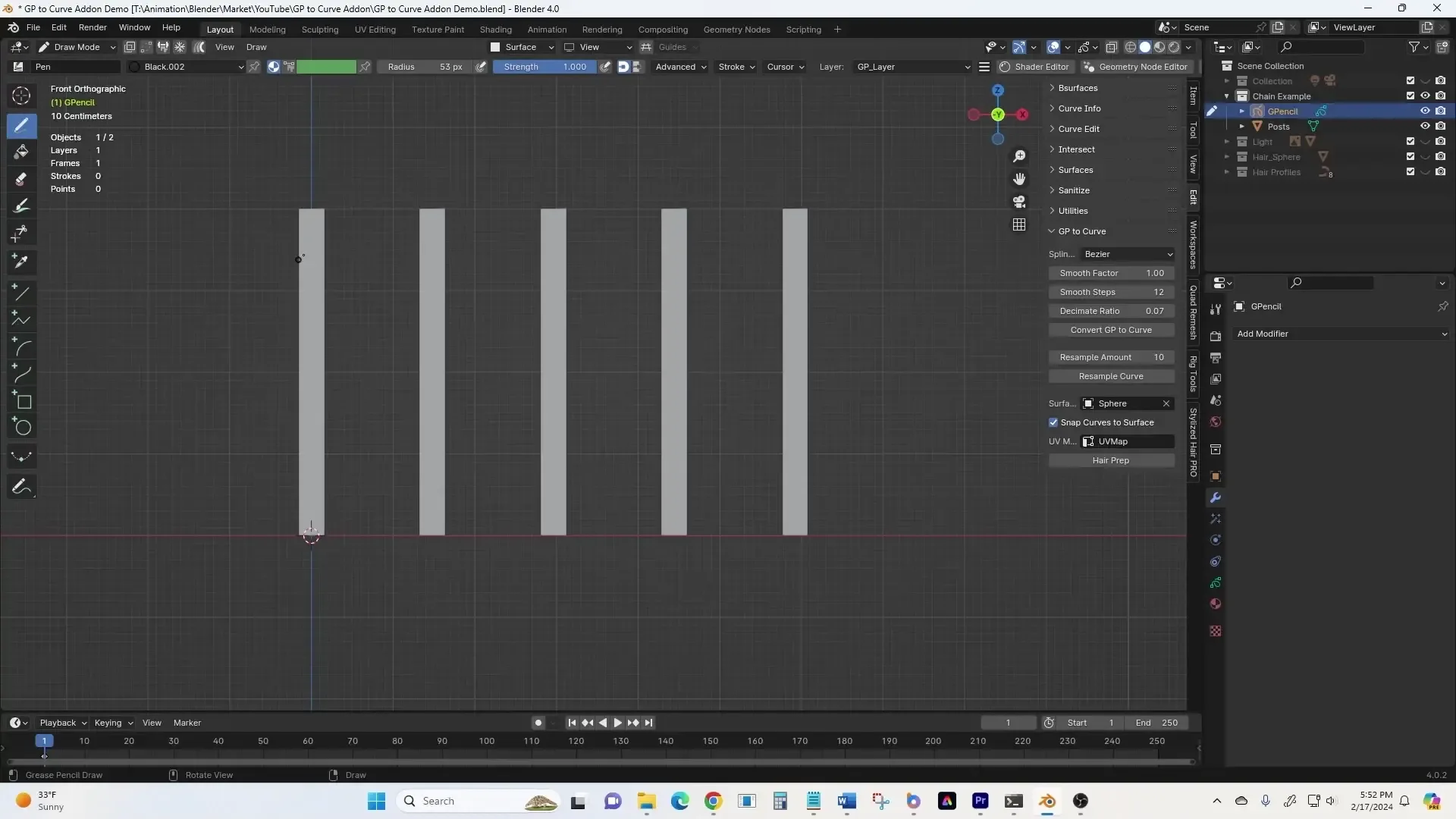 Grease Pencil to Curves v0.4.3 fro blender 蜡笔绘制样条插件