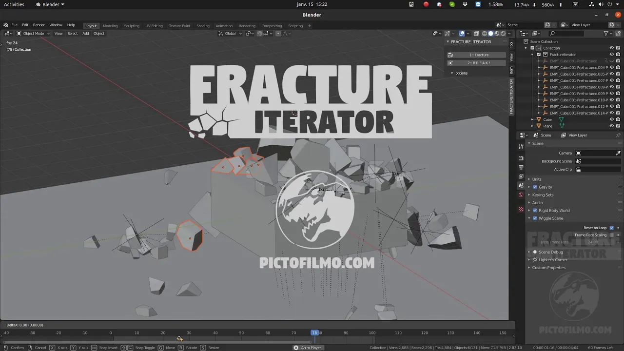 Fracture Iterator v1.7.0 fro Blender 破碎插件