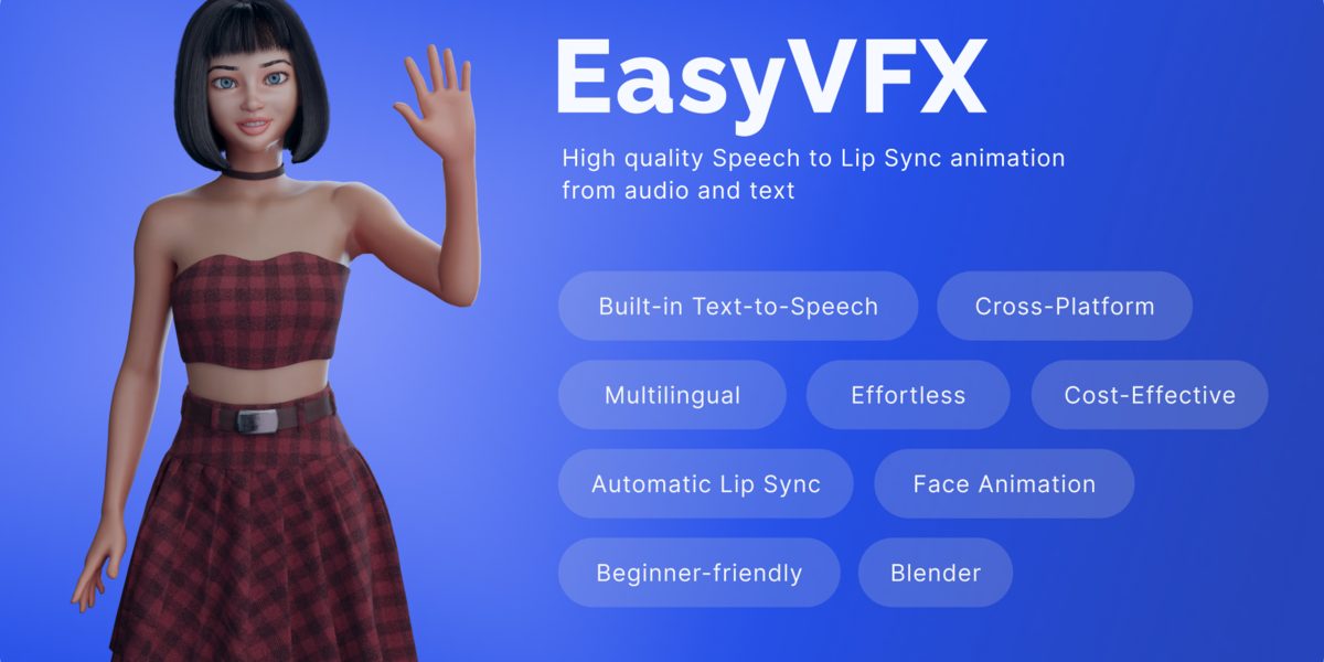 EasyVFX Lip Sync plugin V1.0.0 fro Blender角色口型动画插件