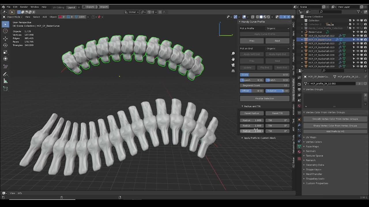 Handy Curve Profile V1.5.0 fro Blender 管道绳索细节生成插件