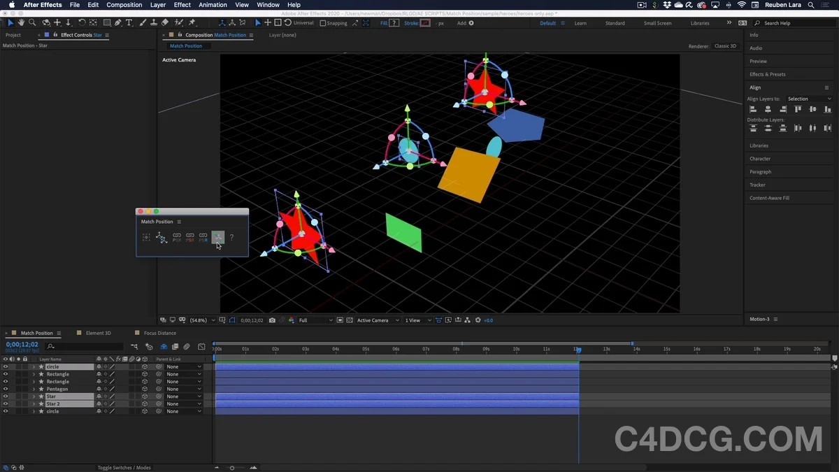 Match Position V1.1 Fro AE\C4D 快速匹配链接图层位置插件