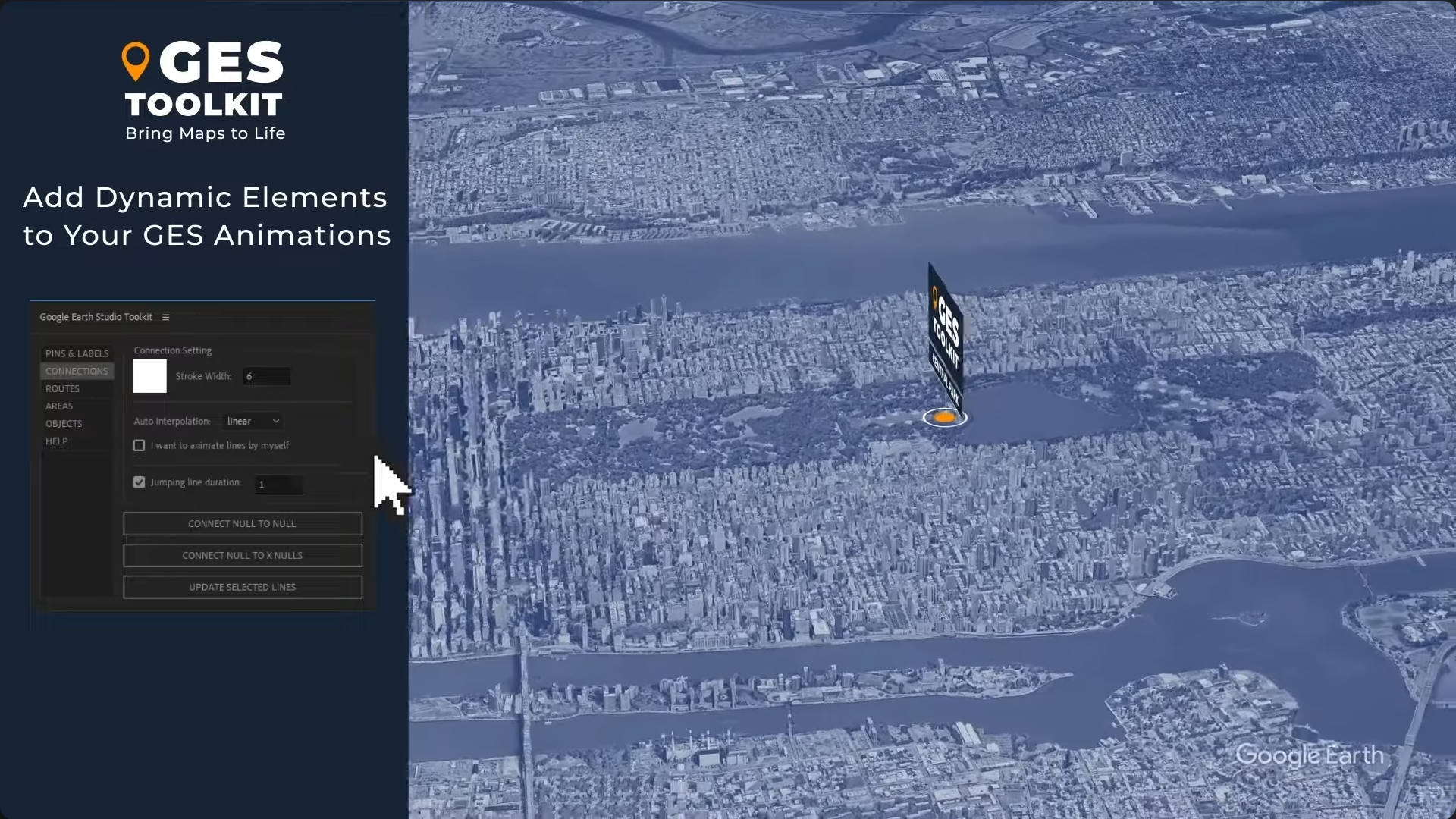 Google Earth Studio Toolkit v2.31 fro After Effects 三维地图坐标定点连线动画脚本