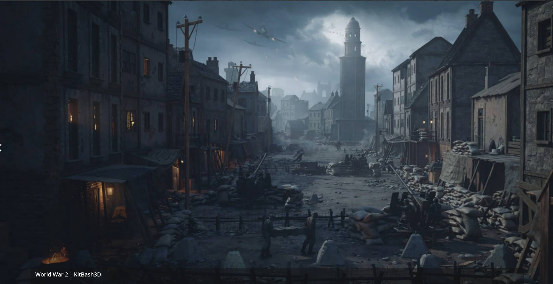 战争废墟倒塌房屋建筑场景Blender/FBX模型