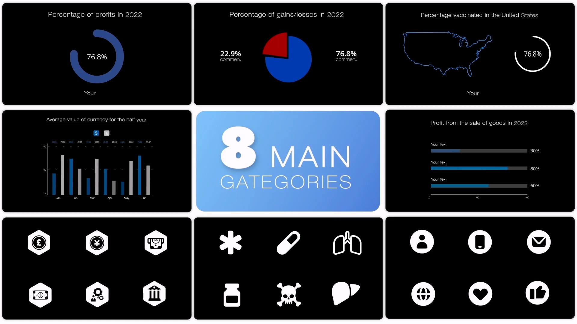 1100+ Infographic Pack 信息数据柱状图饼状图图表展示模板