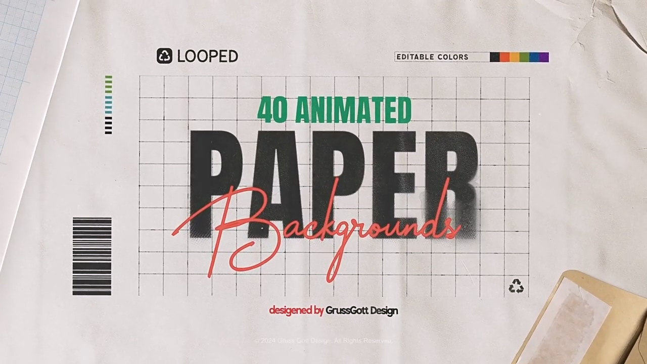 40个褶皱纸张背景循环动画 Paper Backgrounds