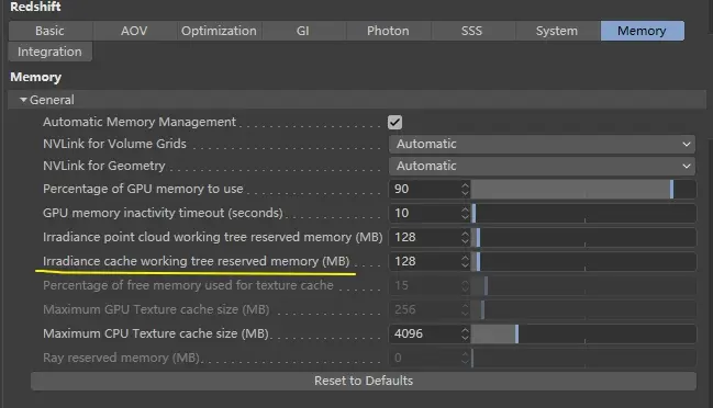 Redshift 渲染设置：全局光照-辐照缓存GI引擎