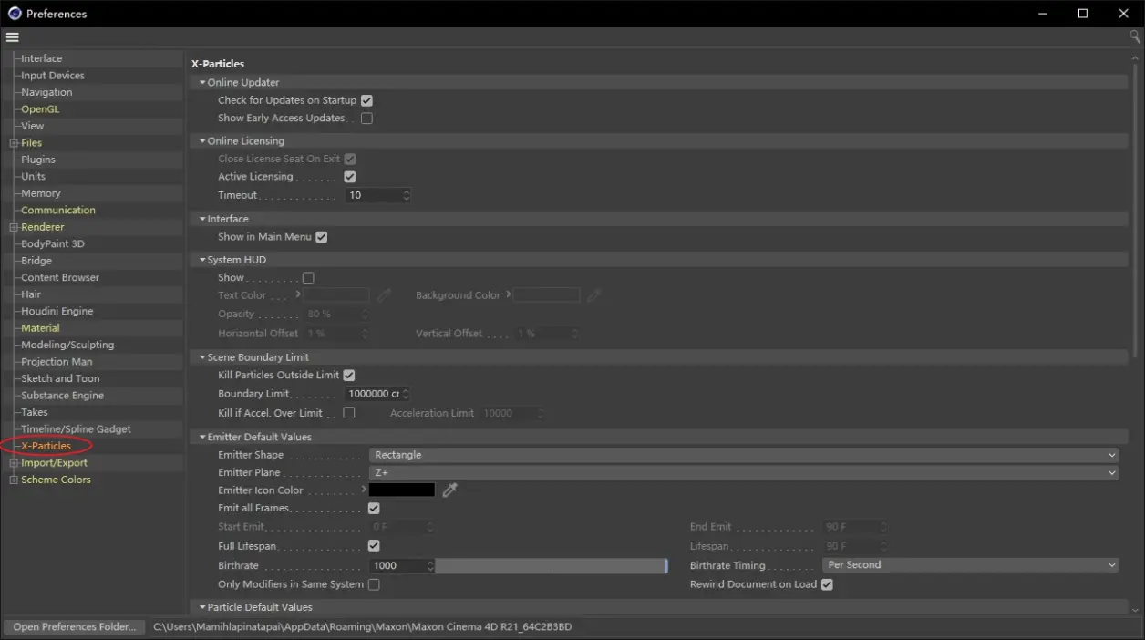20231228134321207 X-particles 使用文档:Preferences