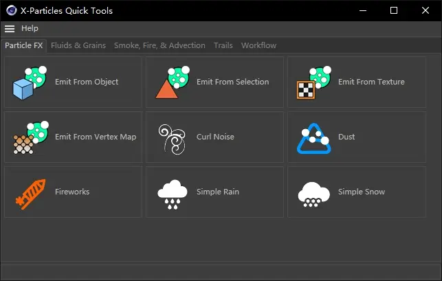 X-particles 使用文档：Main Menu