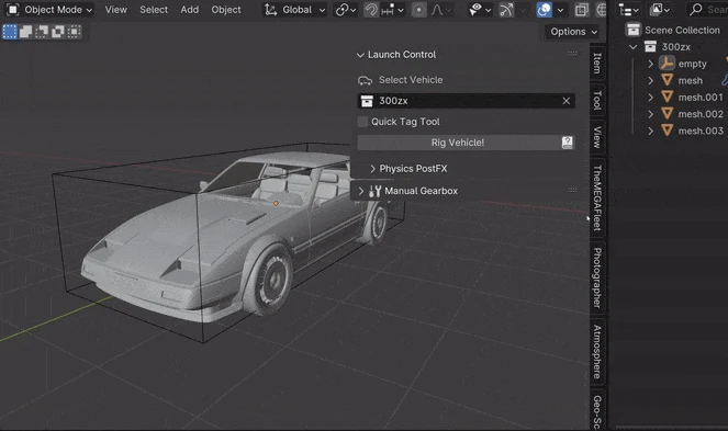 Launch Control (Auto Car Rig)  1.9.1 for blender 汽车绑定漂移插件