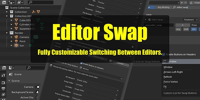 Editor Swap v1.3.0 fro Blender 编辑器面板切换插件
