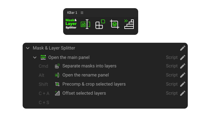 Mask &amp; Layer Splitter v1.1.0 fro After Effects 图层蒙版分割脚本