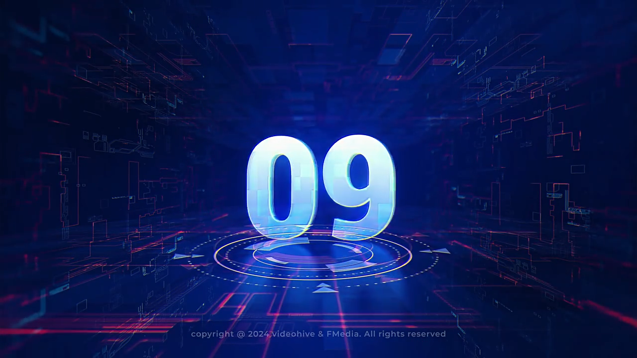 科技感倒计时动画片头 Digital Countdown V2 54470975